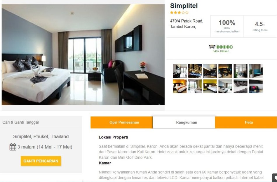 Informasi singkat tentang fasilitas dan peta lokasi hotel